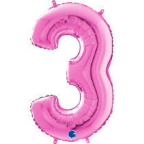 fuxia number three balloon