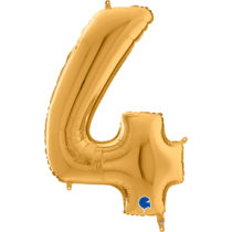 gold number 4 four foil balloon