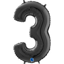 black number three balloon