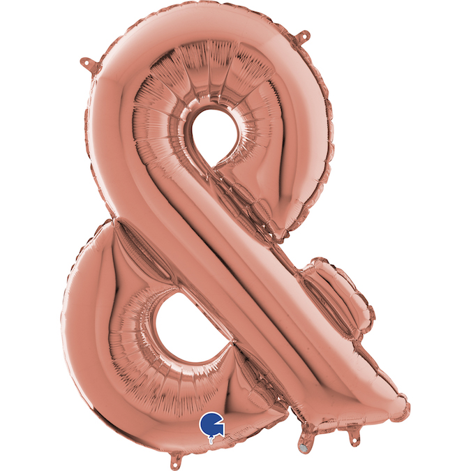 264623RG-Symbol-Ampersand-Rose-Gold 26 inch rose gold & ampersand grabo foil balloon