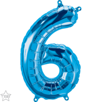 16 inch blue air filled number 6 balloon