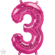 north star magenta 16 inch foil number three balloon