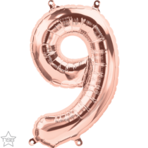 16 inch rose gold number 9 air fill balloon