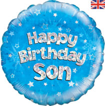 happy birthday son blue holographic 18" foil balloon