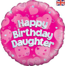 happy birthday daughter pink holographic 18" foil balloon