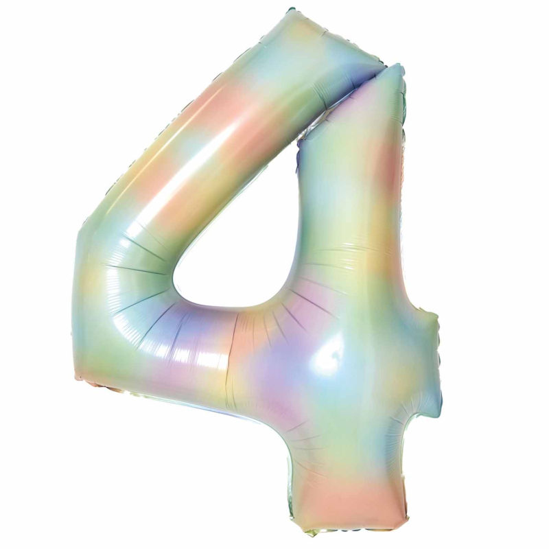 Amscan Large Number 4 Pastel Rainbow Foil